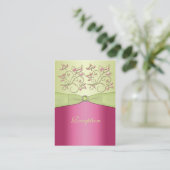 Pink and Green Floral Reception Card (Standing Front)