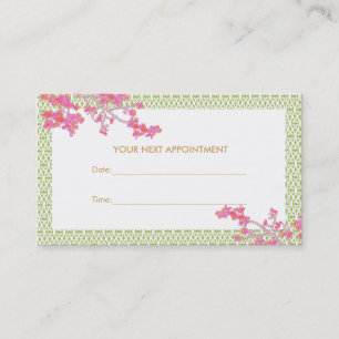 Pink and Green Floral Salon Spa Appointment Card