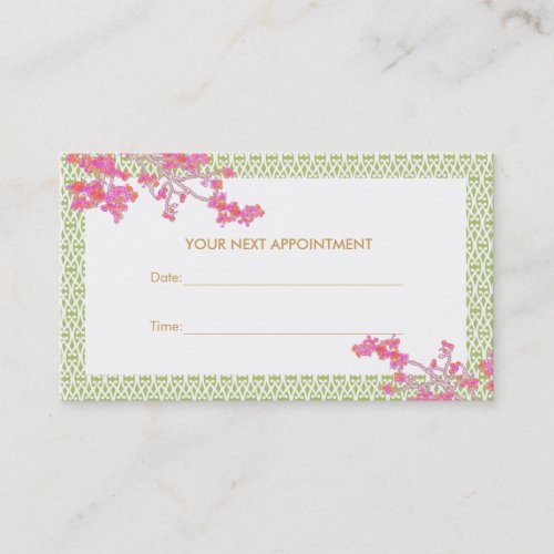 Pink and Green Floral Salon Spa Appointment Card