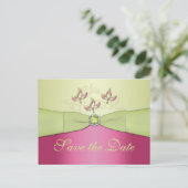 Pink and Green Floral Save the Date Postcard (Standing Front)