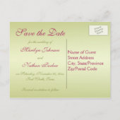 Pink and Green Floral Save the Date Postcard (Back)