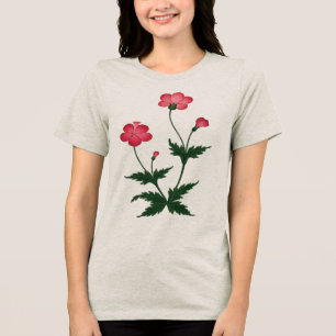 Pink and Green Floral T-Shirt Tri-Blend Shirt