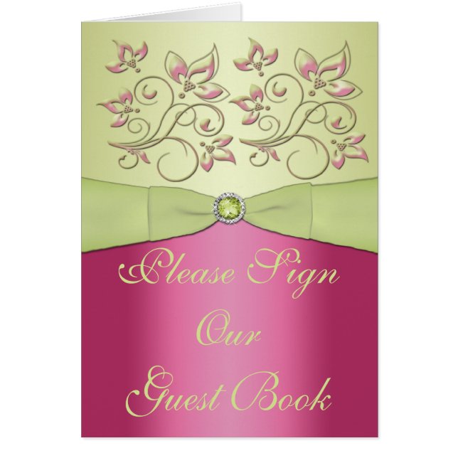Pink and Green Floral Table Card (Front)