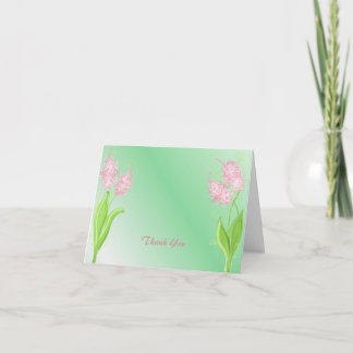 Pink and Green Floral Thank You Card