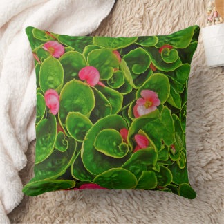Pink and Green Floral Throw Pillow