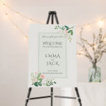 Pink and green floral Welcome to the Wedding sign