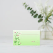 Pink and Green Floral with Butterflies Place Cards (Standing Front)