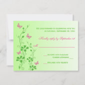 Pink and Green Floral with Butterflies Reply Card (Back)