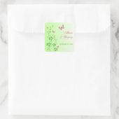 Pink and Green Floral with Butterflies Sticker (Bag)