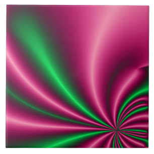 Pink and Green Flow Ceramic Tile