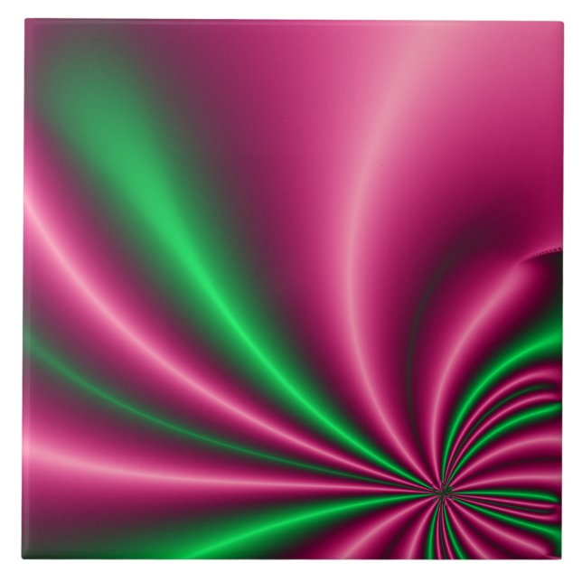Pink and Green Flow Ceramic Tile (Front)