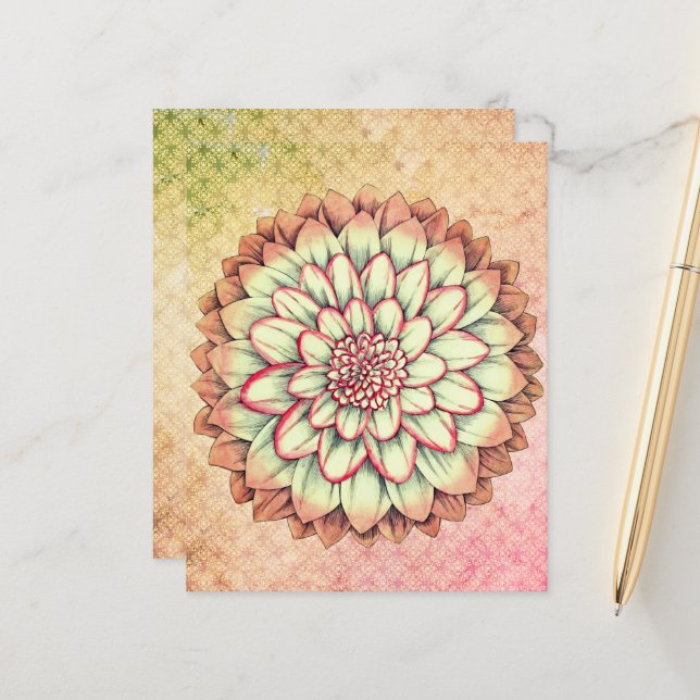 Pink and  Green Flower Scrapbook Junk Journal (Front/Back In Situ)