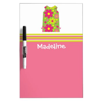 Pink And Green Flower Shift Dress Dry Erase Board by GemAnn at Zazzle