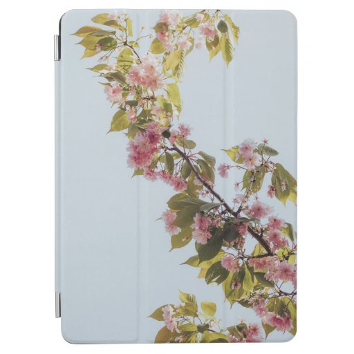 PINK AND GREEN FLOWER UNDER WHITE SKY iPad AIR COVER