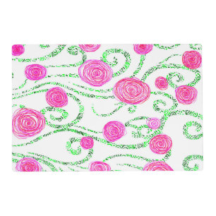 Pink and Green Flowers Placemat