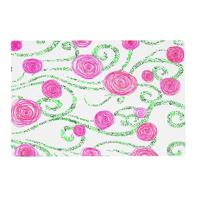 Pink and Green Flowers Placemat (Front)