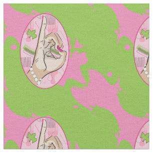 Pink and green frog fabric