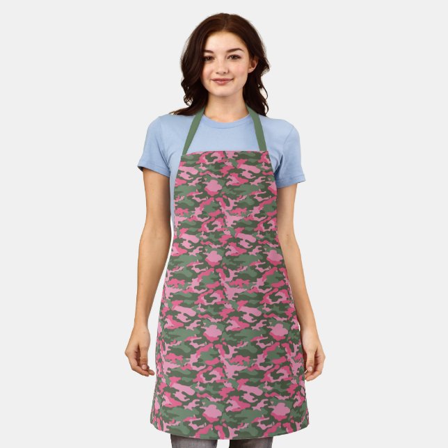 Pink and Green Fun Camo Apron (Worn)