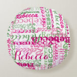 Pink and Green Fun Name Collage All-over Print Round Pillow