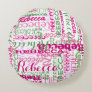 Pink and Green Fun Name Collage All-over Print Round Pillow
