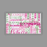 Pink and Green Fun Name Collage Allover Print Acrylic Tray