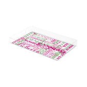 Pink and Green Fun Name Collage Allover Print Acrylic Tray (Angled)