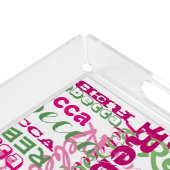 Pink and Green Fun Name Collage Allover Print Acrylic Tray (Corner)