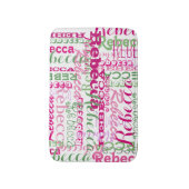 Pink and Green Fun Name Collage Allover Print Bathroom Mat (Front Vertical)