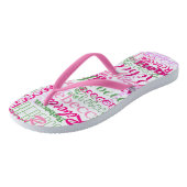 Pink and Green Fun Name Collage Allover Print Flip Flops (Angled)