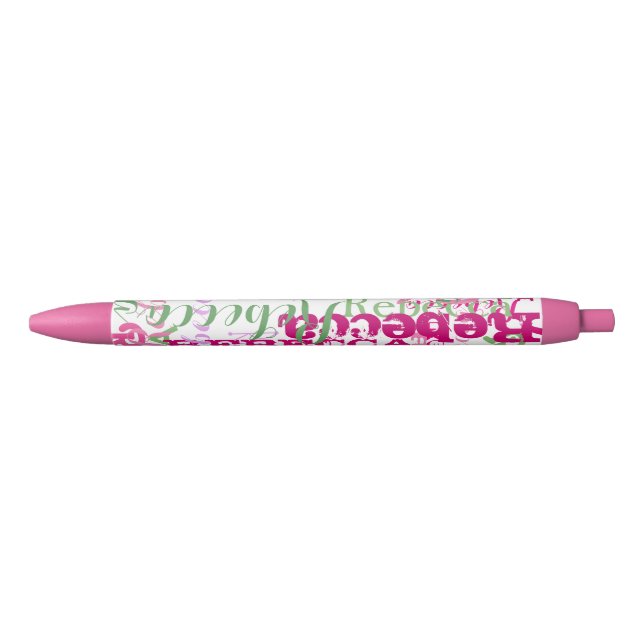 Pink and Green Fun Name Collage Allover Print Pen (Front)