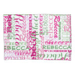 Pink and Green Fun Name Collage Allover Print Pillow Case