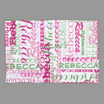 Pink and Green Fun Name Collage Allover Print Pillow Case