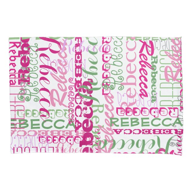 Pink and Green Fun Name Collage Allover Print Pillow Case (Front)