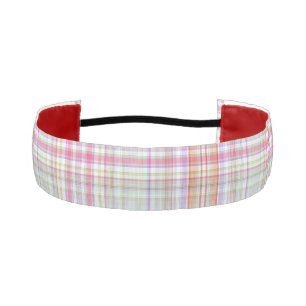 Pink and Green Fun Plaid Pattern, Girl's Elegant Athletic Headband