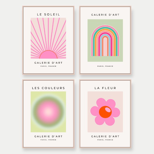 Pink And Green Gallery Wall Boho Trendy Gallery Art Sets (Creator Uploaded)