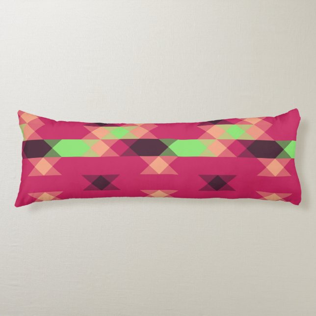 pink and green geometric body pillow (Front)