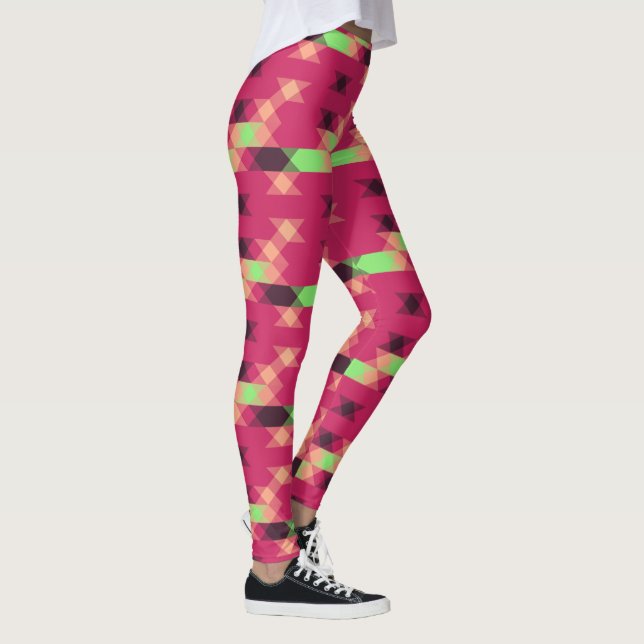 pink and green geometric leggings (Right)