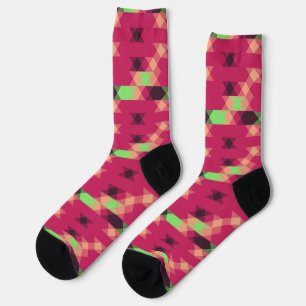 pink and green geometric socks