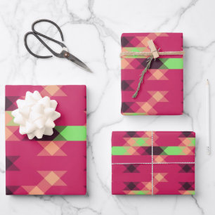 pink and green geometric wrapping paper sheets