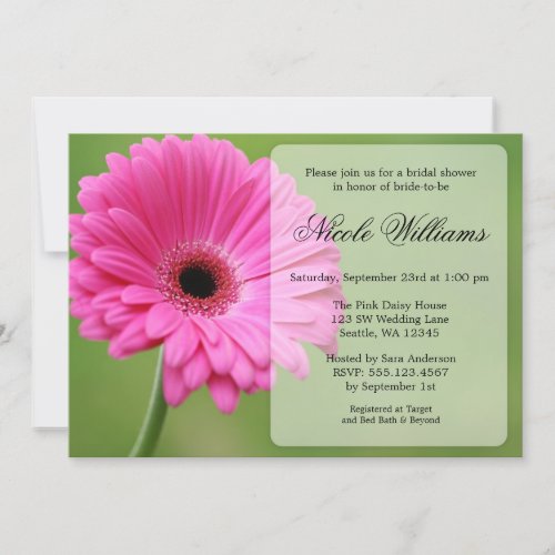 Pink and Green Gerbera Daisy Bridal Shower Invites