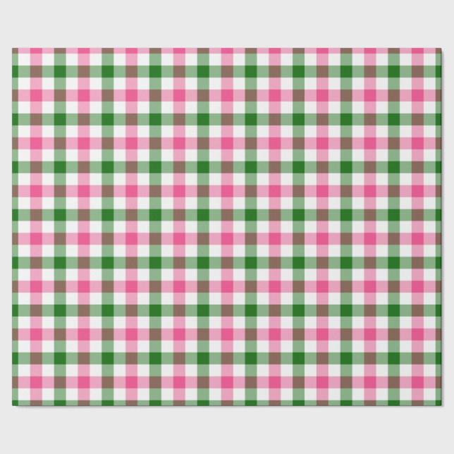 Pink and Green Gingham Wrapping Paper (Seam)
