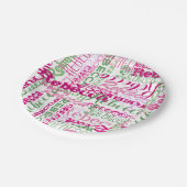 Pink and Green Girl's Name Collage Allover Print Paper Plates (Angled)
