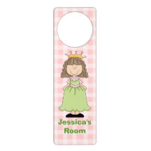 Pink and Green Girl's Princess Door Hanger