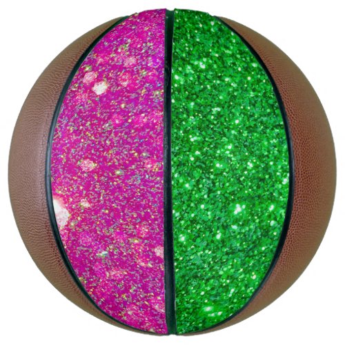Pink and Green Glitter Full Size Basketball  Glitz