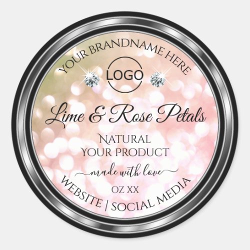 Pink and Green Glitter Product Label Diamonds Logo