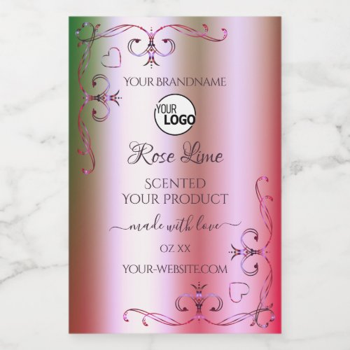 Pink and Green Gradient Ornate Product Labels Logo