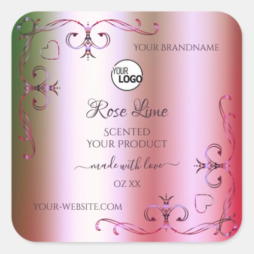 Pink and Green Gradient Ornate Product Labels Logo