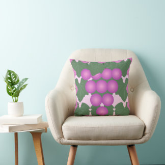 Pink and Green Grape Pattern Christian Home Decor Throw Pillow