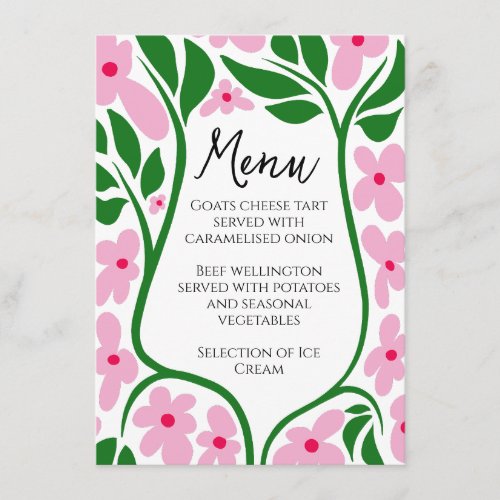 Pink and Green Hand Drawn Floral Border Menu