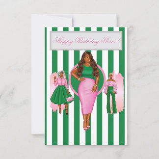 Pink and Green Happy Birthday Card